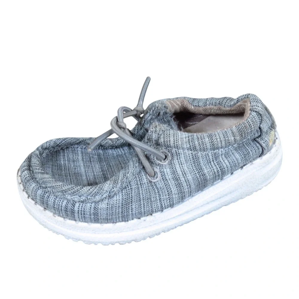 Hey Dude Wally Toddler Shoes Size 5 Casual‎ Slip On Loafers Gray Textile